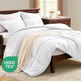 CozyLux Queen Size Comforter Sets White - 3 Pieces Box Stitched Queen Bed Set for All Seasons, Soft Lightweight Bedding Sets with 1 Down Alternative Comforter and 2 Pillow Shams CozyLux