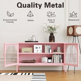 Fumedo Metal Storage Cabinet with Doors and Shelves,2 Door TV Stand,Accent Cabinet，Metal Locker&Sideboard Buffet Cabinet&Bookshelf&Cupboard for Home,Office,Living Room Fumedo