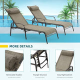 EROMMY Patio Lounge Chairs Set of 2, All-Weather Waterproof Upgraded Outdoor Pool Chaise Lounge Chairs with Adjustable Backrest for Beach Yard Poolside