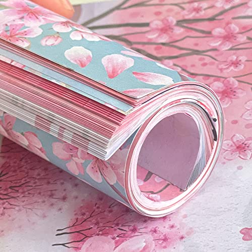 Origami 6x6 Paper Kit 50 Sheets 12 Vivid Colors Double Sided Printed Traditional Patterns Square for Arts Crafts Projects, Japanese Sakuras Flowers Chiyo Wanshui