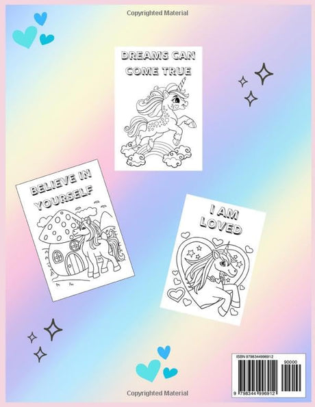 Unicorn Coloring Book for Kids Ages 4-10: Many Cute Coloring Pages Plus Positive Affirmations WoodArtSupply