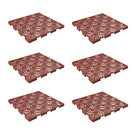 Deck Tiles - 6-Pack Pavers - Polypropylene Interlocking Patio Tiles - Outdoor Tiles for Patio, Porch, Garage, or Pool Deck by Pure Garden (Terracotta) Pure Garden