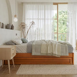 AFI, Barcelona Full Panel Platform Bed with Twin Trundle, Light Toffee AFI