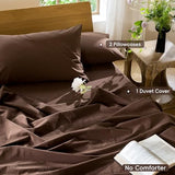 MooMee Bedding Duvet Cover Set 100% Washed Cotton Linen Like Textured Breathable Durable Soft Comfy (Solid Cocoa Brown, King 104"x90") MooMee