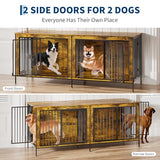 Garvee XL Dog Crate Furniture for 2 Dogs, Heavy Duty Double Dog Crates for Medium/Large Dogs, Dog Kennel Furniture Indoor As TV Stand, Extra Large 78.74" w, Rustic Brown Garvee