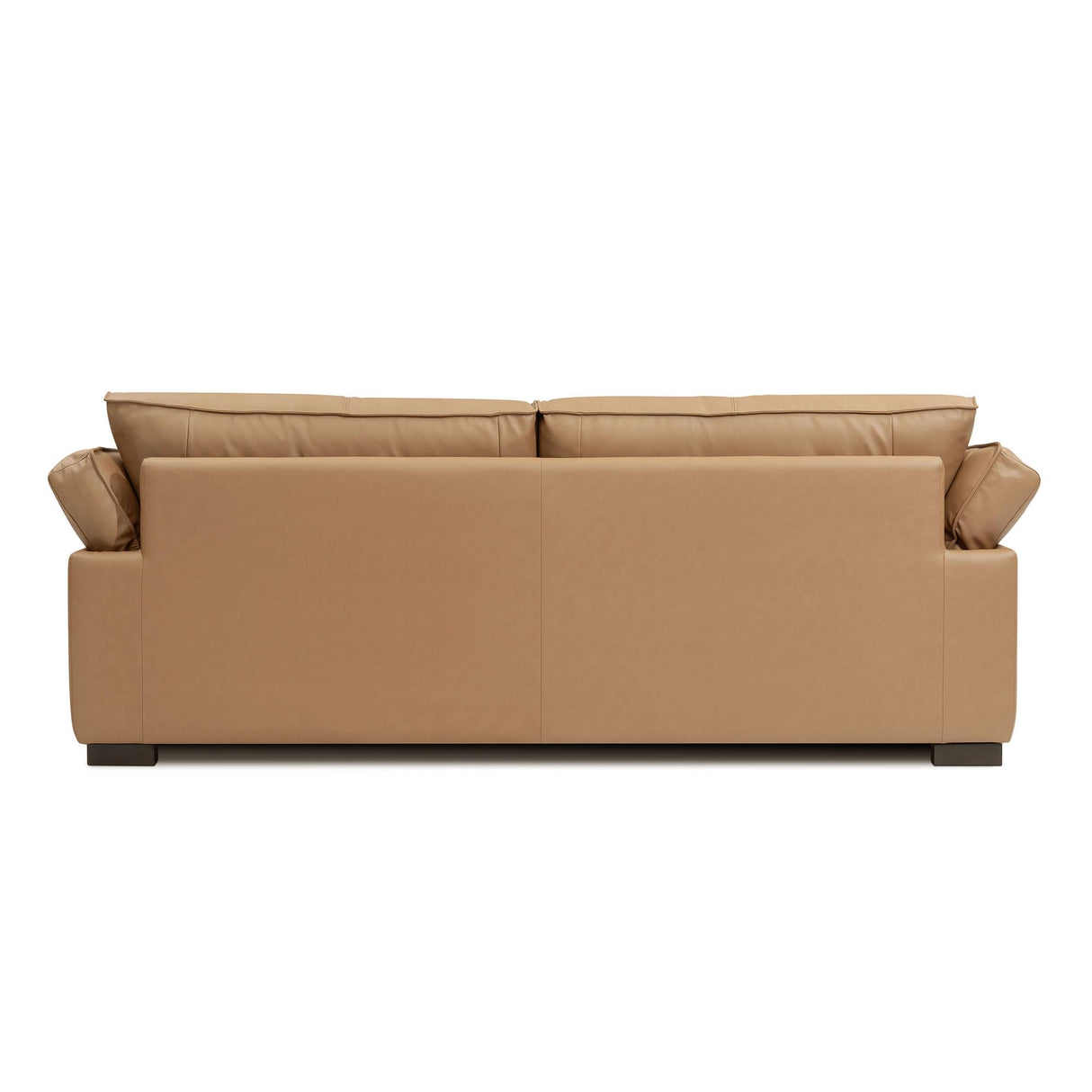 86.61-Inch Leather Sofa Couch, DREMODERN Mid-Century Modern Genuine Leather Couch with Extra Deep Seats for Living Room Apartment Office - Tan DREAMODERN