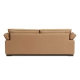 86.61-Inch Leather Sofa Couch, DREMODERN Mid-Century Modern Genuine Leather Couch with Extra Deep Seats for Living Room Apartment Office - Tan DREAMODERN