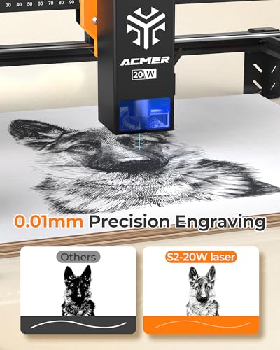 Acmer S2 20W Laser Engraver, Diode Lazer Machine with 25L Air Assist, High Precision Laser Engraving & Cutting Machine, 300×285mm DIY Laser Cutter for Wood, Acrylic, Leather, Ceramic ACMER