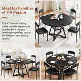 Round Dining Table Set for 4, Kitchen Table and Chairs for 4, Circle Table Round Pedestal Dining Room Dinner Dinette Table Set,5 Piece Space Saving Wood Kitchen & Dining Room Tables (Black, 42In) Jocoevol