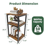Simple Trending 3 Tier Side Table, End Table Night Stand Sofa Table Shelf for Living Room, Rustic Brown Simple Trending