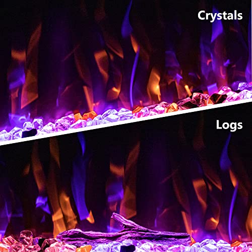 Rodalflame 74" WiFi-Enabled Electric Fireplace Insert, APP Smart Control, Wall Mounted&Recessed Linear Fireplace Heater with Thermostat, Flame&Top Lights, Log&Crystal, Timer RODALFLAME