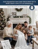 100% Egyptian Cotton Sheets Queen Size - Naturally Cooling & Breathable 4 Piece Silky Sateen Weave Queen Sheet Set, Ultra-Soft & Durable Hotel Luxury Sheets with 15" Snug Fit Deep Pockets - White