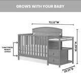 Oxford Baby Pearson 4-in-1 Convertible Crib & Changing Station, Dove Gray, GreenGuard Gold Certified Oxford Baby