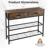 Giantex 39.5” Console Table with Storage Drawer - Entryway Table with 2 Drawers, 2-Tier Shelves, Anti-Toppling Design, Metal Frame, Sofa Side Table for Hallway, Living Room Entry Table (Brown) Giantex