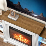 HOOBRO Electric Fireplace with Mantel, Fireplace TV Stand with Led Light, 74" Farmhouse Entertainment Center with Storage, Realistic Stacked Stone Surround and 3D Flame for Living Room, Bedroom HOOBRO