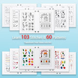 2026 Upgraded Embroidery Stitch Book Kit with 8.27"x10.65" Portable Loose-Leaf Cover, 103 Stitches & 60 Patterns, All-in-One Hand Embroidery Kit for Beginners with Tools & Step-by-Step Video Tutorials