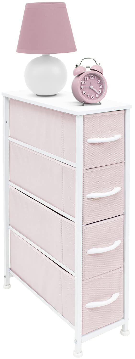 Sorbus Kids Narrow Dresser with 4 Drawers - Vertical Slim Storage Chest of Drawers with Steel Frame, Wood Top & Easy Pull Fabric Bins for Small Spaces, Closets, Bedroom, Bathroom & Laundry Sorbus