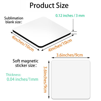 KLAQQED 4x4inches Sublimation Magnet Blanks Fridge Refrigerator Magnets Customized MDF Sublimation Blanks for Calendar DIY Decorative Square Large Sublimation Coaster Blank Bulks Products Wholesale