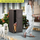 YITAHOME 60-Gallon Secure Package Delivery and Storage Box, Double-Wall Resin, Weatherproof, for Outdoor Use, Curbside or Porch, 8.5 Cubic Feet, Brown YITAHOME