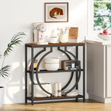 Snughome Entryway Table with 3 Tier Storage Shelves, Narrow Console Table Industrial Sofa Table with Circle Base, Behind The Couch Entrance Table for Hallway, Living Room, Foyer Snughome