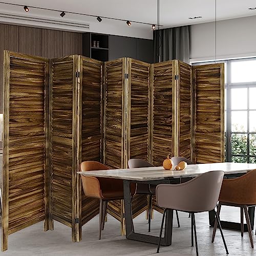 ECOMEX 8 Panel Wood Room Divider 5.6ft.Tall Folding Privacy Screen Panels, Panel Reinforced Room Divider Wall, Divider for Room Separation, Partition Room dividers (Dark Brown) ECOMEX