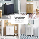 OVE Decors Kansas 24" Single Sink Bathroom Vanity Set with Countertop, Fully-Assembled | Ceramic Sink and Backsplash Included | 02 Doors, 01 Drawer, 24 inches, White Oak OVE Decors