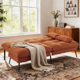 COMHOMA Convertible Sofa Bed,68″Fabric Couch with Adjustable Backrest,Loveseat Recliner Sleeper Living Room Furniture futon Set,Orange COMHOMA