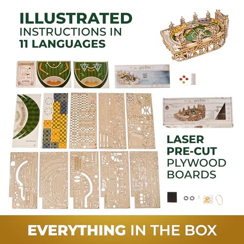 UGEARS Harry Potter Quidditch Pinball Machine - Wooden Models to Build for Adults with Engaging Gameplay - Wooden Pinball Machine Experience in 3D Puzzle Design - Ideal for Wooden Model Kits Fans UGEARS