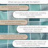 Cotton Satin Patchwork Fabric Panel – 35 Designs, 20×20 cm Squares, Single Piece 150×110 cm, Green Patchwork Quilt Fabric (Turquoise Waves Patchwork Set, 35pcs 8x8 inch) Fabricstown