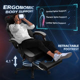 DL-win Gaming Chairs for Adults, Computer Chair with Footrest and High Back, Big and Tall Gamer Chair's with Massage Lumbar Support, 360° Swivel Height Adjustable Gaming Chair, Grey DL-win