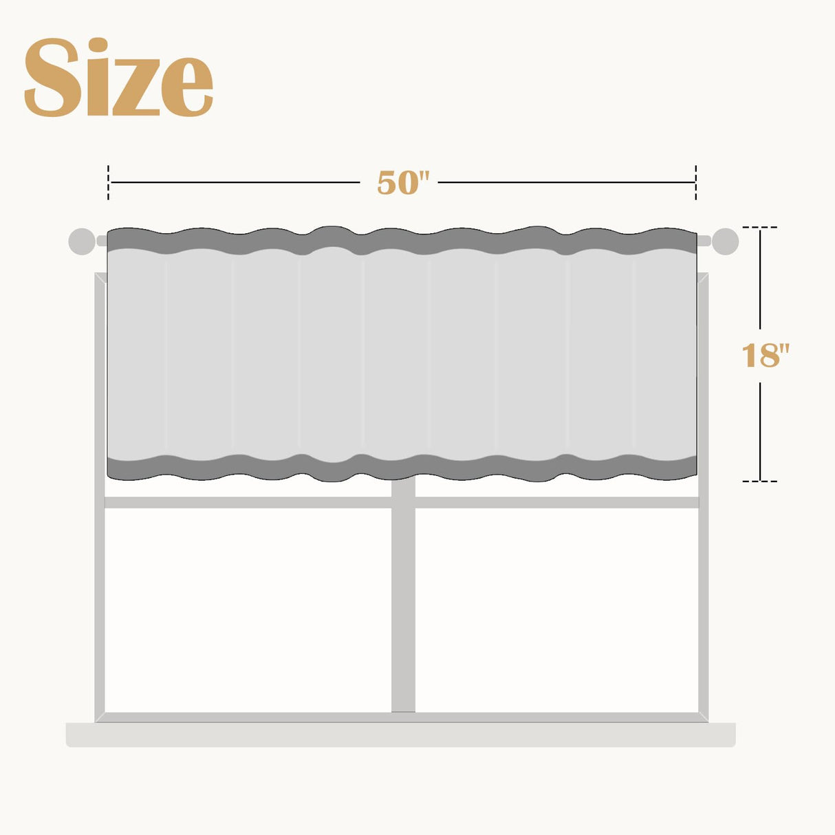 jinchan Linen Valance Curtain Striped Valance for Windows 18 Inch Blackout Kitchen Curtain Farmhouse Double Layer for Living Room Ticking Rod Pocket 1 Panel Taupe Grey on Linen jinchan