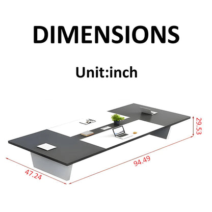 Nuipesn Rectangular Conference Room Table, Seminar Table Meeting Room Table Boardroom Desk Business Seminar Table Printer Desk no Chair for Office (Oak+Grey,9.84FT,118.11" L*51.18" W*29.53" H - WoodArtSupply