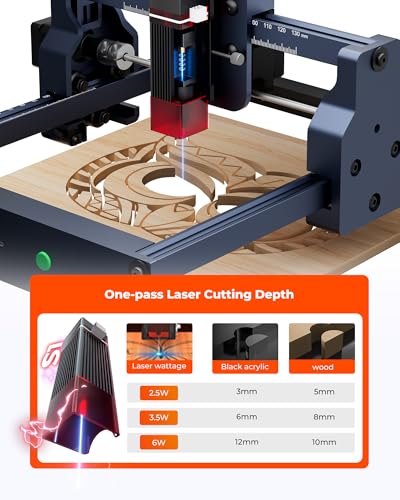 ACMER S1 Laser Engraver, 3500mW Laser Engraver Machine Higher Accuracy Lazer Cutter and Engraving Machine with Working Area 130x130mm,0.04mm Laser Spot Engraving Machines & Tools ACMER