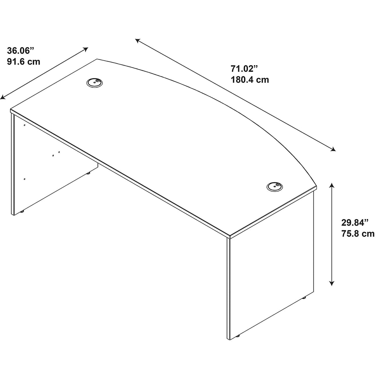 Bush Business Furniture Series C 72W Bow Front Office Desk in Mocha Cherry, Large Computer Table for Home and Professional Workplace Bush Furniture