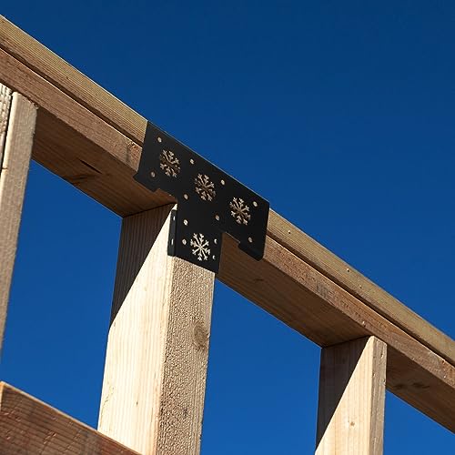 Pergola Kit, 4 Pack Wood Stand DIY Pergola Hardware 6x6 (Actual Size:5.5X5.5 Inch), Heavy Duty High Strength Steel Pergola Corner Brackets Extension 3-Way T Bracket with Screws for Post Gazeb - WoodArtSupply