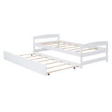 Merax Twin Size Platform Pine Wood Bed Frame with Twin Size Trundle for Boys and Girls,White Merax