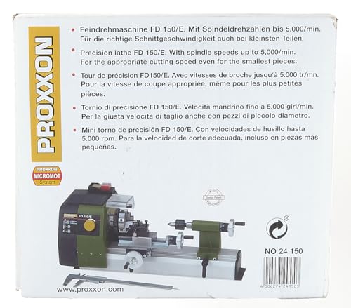 Proxxon Fine Lathe FD 150/E, Precise Lathe with 2-Stage Belt Drive, Speed Control, Spindle Speeds up to 5,000/min, Item No. 24150 Proxxon