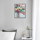 TISHIRON 5D Diamond Art Painting Abstract Flowers DIY Diamond Kits for Adults Kids Round Full Drill Diamond Art Kits Floral Picture Gem Art Crystal Painting Arts and Crafts for Beginners Kids 12"x16" TISHIRON