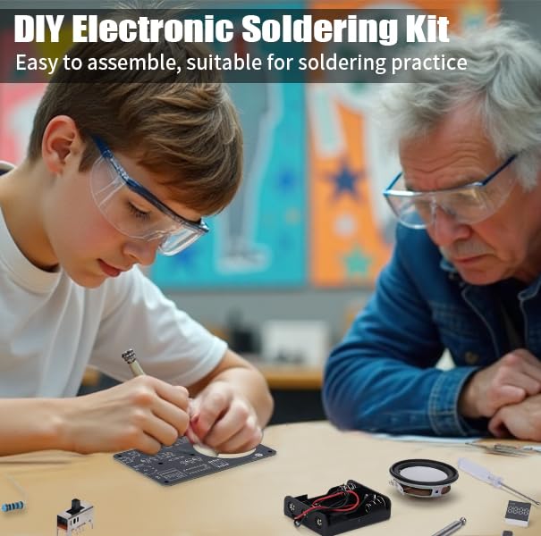 ScienSta Soldering Practice Kit, DIY Soldering Kit with 2" Speaker, USB/Battery Power, Clear Acrylic Case & Step-by-Step Guide ScienSta