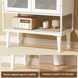 Shoe Storage Cabinet with Visible Mesh Doors for Entryway, Small Shoe Organizer Holds 12-16 Pairs of Shoes up to 11.8"L, Freestanding Wooden Shoe Rack with Front Door for Hallway, Living Room (White) Lyuwanxian