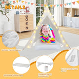 4 Pack Teepee Tent for Kids [Thickened] with Light String and Inflatable Airbed, Slumber Party Tents, Sleepover Tents Party for Girls Boys Indoor Outdoor (White) WOUDY