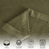 Great Bay Home 100% Cotton Blanket for Full/Queen Size Bed | Lightweight and Breathable Waffle Weave Blankets for Summer & Spring | Versatile, Layering Dark Green Bed Blanket, Olive, 90x90 inches Great Bay Home