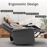 ANJ Home Theater Seating Power Recliner with Hidden Arm Storage, Single Faux Leather Recliners with Tray Table, Electric Movie Reclining Chairs with USB Ports & Cup Holders for Media Room, Grey