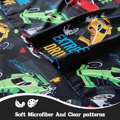 MCO Twin Sheets Set Kids, Soft Microfiber Bed Sheet Set for Boy Girls, 3 Pieces Breathable Twin Sheets Race car Black MCO