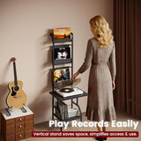 Lutown-Teen Record Player Stand with Vinyl Storage, Record Player Table Holds up to 200 Albums, 5-Tier Turntable Stand for Living Room, Black Lutown-Teen
