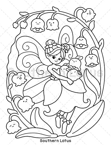 Fresh Glow: Coloring Book for Adults and Teens with Cute and Easy Designs of Charming Fairies and Lovely Sprites Enjoying Spring Moments, Cozy Drawings for Relaxation (Cute & Easy Coloring) WoodArtSupply