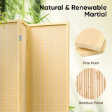JOSTYLE Room Divider 4 Panel Folding Privacy Screen, Bamboo Room Divider Screen - 6 ft. Tall Wall Divider for Room Separation Freestanding Partition Separators, Beige JOSTYLE