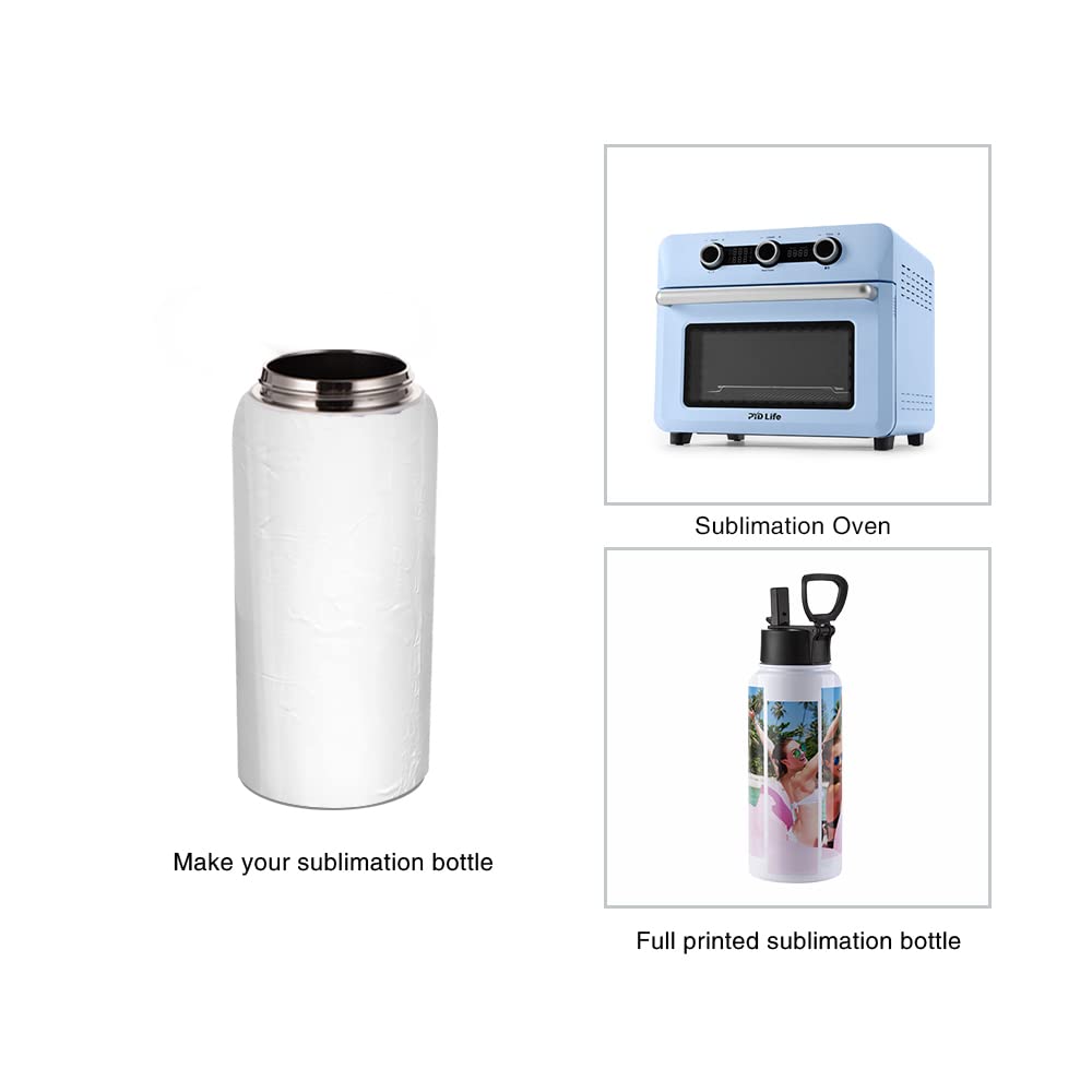PYD Life 2 Pack Sublimation Blank Tumbler 32 OZ White Vacuum Flask Stainless Steel Sports Wide Mouth Water Bottle with Straw and Portable Handle PYD Life