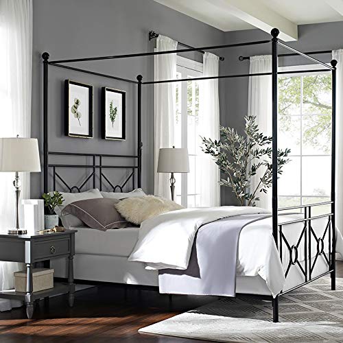 Crosley Furniture Montgomery Canopy Bed Set, Black, Queen Crosley Furniture