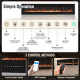 ROCSUMOO Smart Electric Fireplace - 80 Inch Electric Fireplace Inserts, Wall Mount or in-Wall Recessed Fireplace Heater, Electric Fire Place W/12H Timer, Flame Colors and Brightness (80 Inch, WiFi) ROCSUMOO